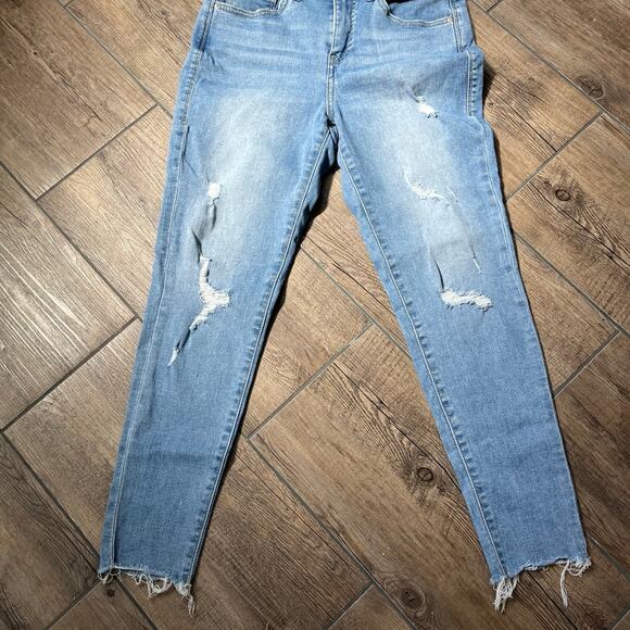 Lularoe Elastic Waist Stretch Slim‎ Skinny Distressed Blue Jeans Women's Size 28 - Picture 1 of 6